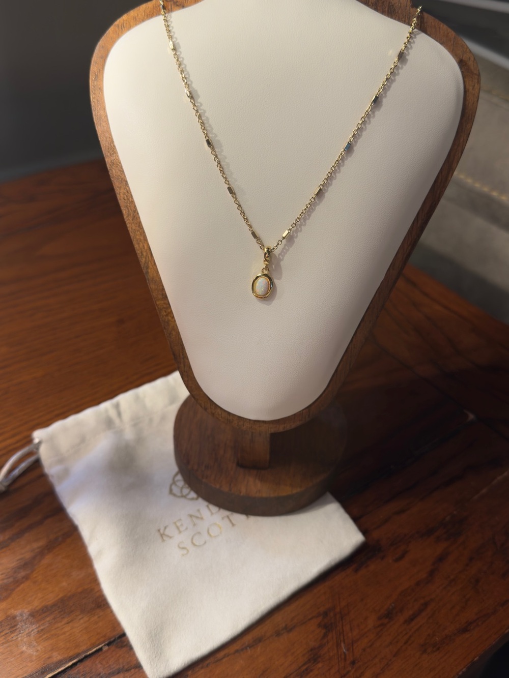 Kendra Scott Gold-Tone Necklace with White Stone Pendant